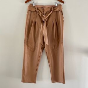 New Express faux leather paper bag pants M